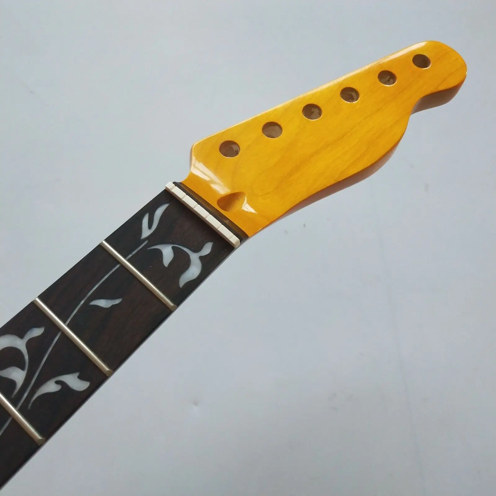 

Yellow Gloss Maple Guitar Neck 22 fret 25.5" Vine Inlay Rosewood Fretboard parts