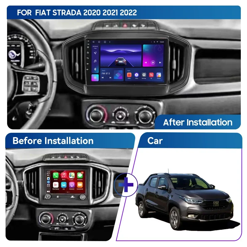 Car Radio Multimedia Player for Fiat Strada 2020 2021 2022 LHD 2 din Android 12.0 Video GPS Navigation 4G Carplay Head unit