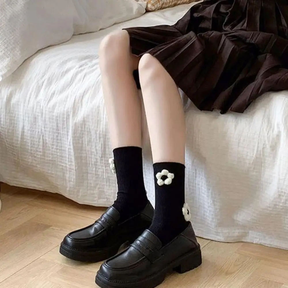 Korean Reto Pearl Sock Breathable Women Cotton Socks Ruffles Pearl JK Lolita Socks Retro Preppy Style Mid Tube Sock Summer