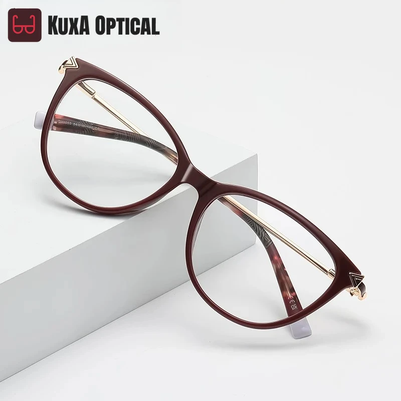 

KUXA новые модные уникальные простые женские очки для чтения с дизайном «кошачий глаз» и защитой от синего света, настраиваемые по рецепту LS235