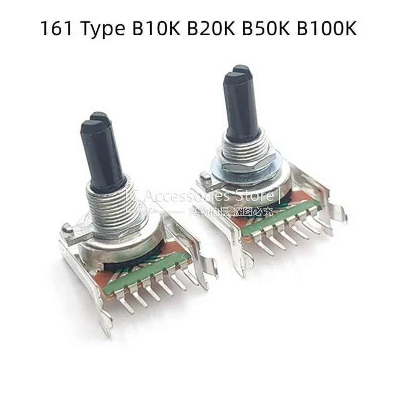 161 더블 수평 단일 행 6 핀 B10K B20K B50K B100K 앰프 오디오 볼륨 조정 전위차계 핸들 20mm, 1 개