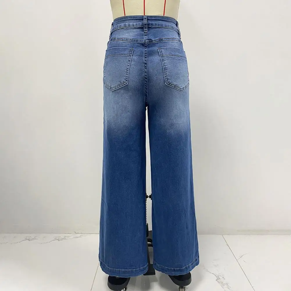 جينز نسائي عالي الخصر واسع الأرجل موديلات أساسية جديدة بنطلون مستقيم