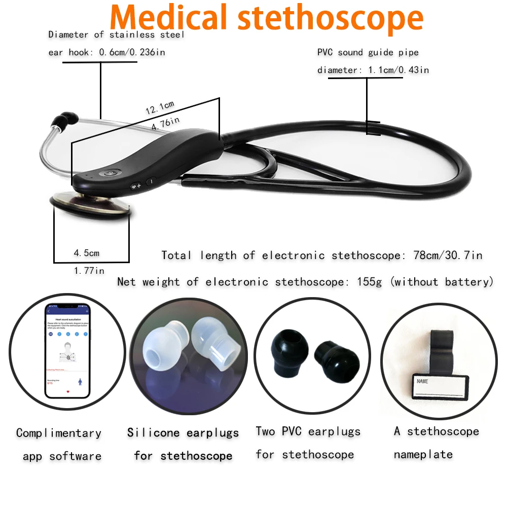 New Electronic Medical Bluetooth Digital Intelligent  Stethoscope Doctor Nurse  History Record Storage Multi-user  estetoscópio