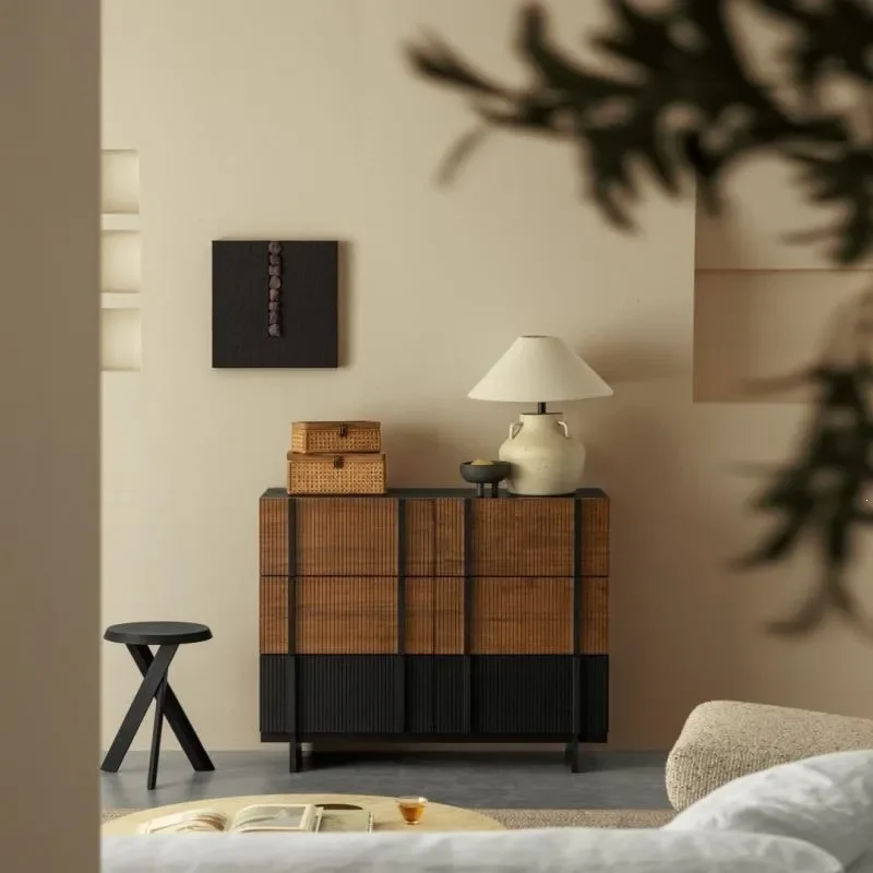 Simple Modern Solid Wood Chest Living Room Wall Side Cabinet Dining Entrance Locker Bedroom Storage Unit Bedside Table
