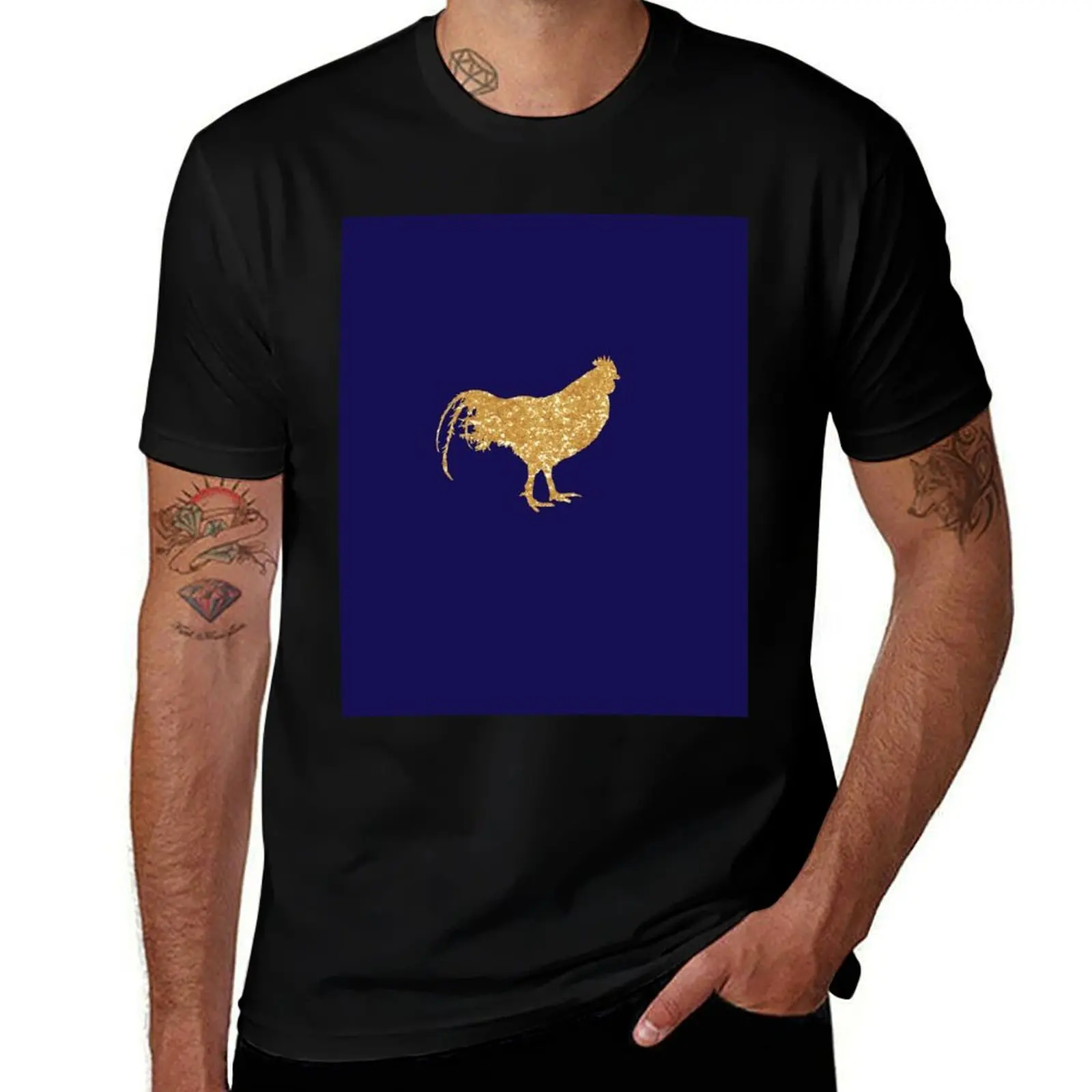 GLITTER CHICKEN - Light Gold Sparkly Feathered Bird T-Shirt custom t shirt street wear oversized Men's t shirts