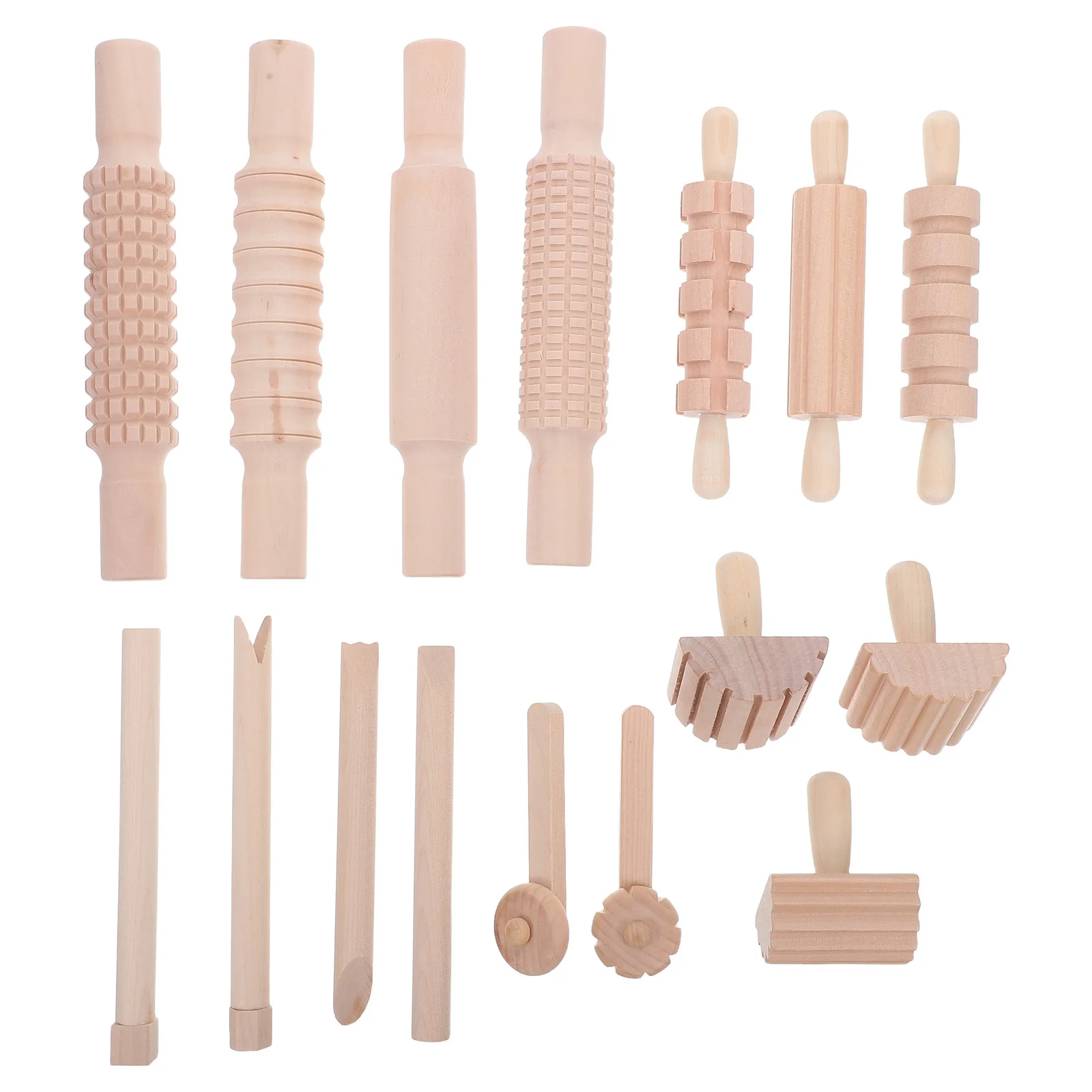 

1Set Wooden Clay Tools Children Dough Tool Set Mini Rolling Pins Stamps Air Dry Clay Modeling Accessories Montessori Art