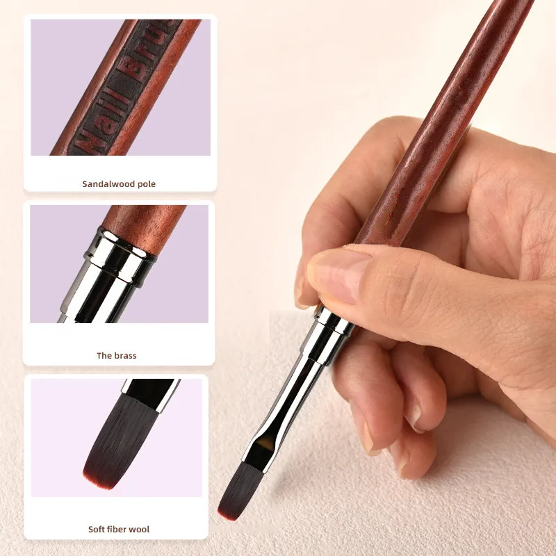 2Style Sandalwood Gel Painting Brush Nail Art Acrylic Builder Accessory for Gel Tip Extension Professional Nail Art Brushes
