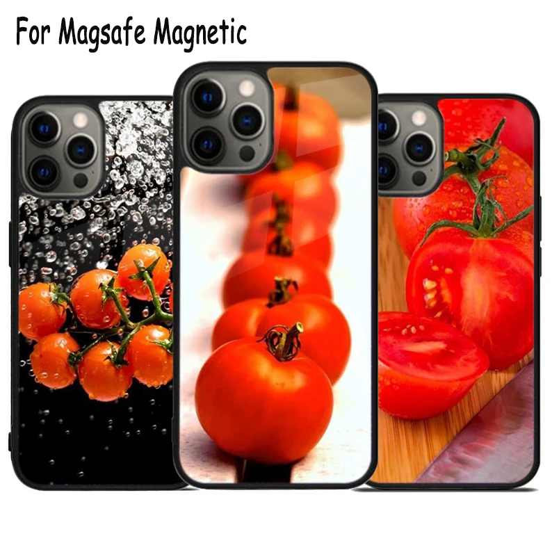 Tomatos Sliced Up Wireless Charge Magsafe Phone Case For iPhone 15 16 14 13 11 12 Pro Max Plus Magnetic Bumper Cover