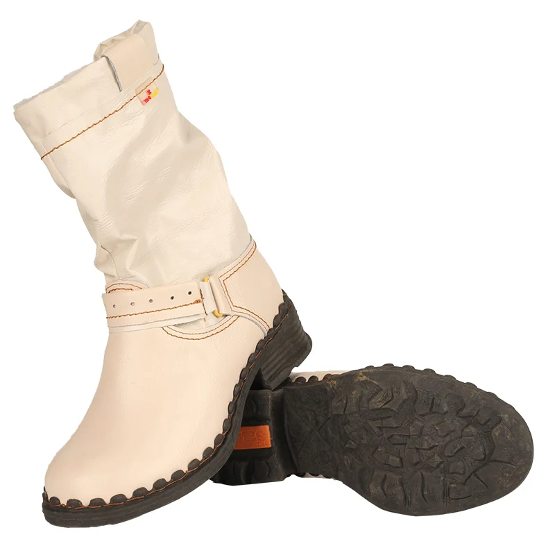 TMA – bottes en cuir et fausse fourrure pour femmes, avec yeux et boucle