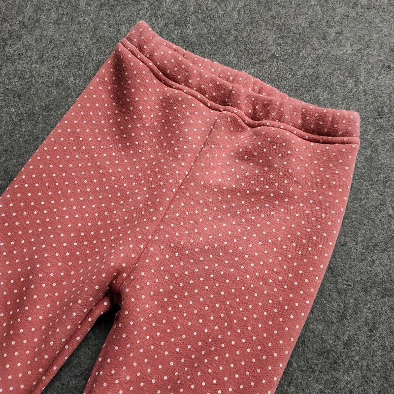 Polka Dot Thickened Warm Children\'s Girls Pants Girls Straight Leggings for Autumn Winter Trousers