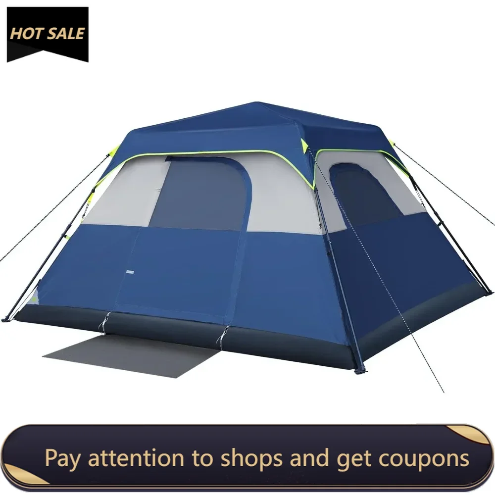 Instant Cabin Tent, 4 Person/6 Person Camping Tent Setup in 60 Seconds with Rainfly & Windproof Tent with Carry Bag Freight free