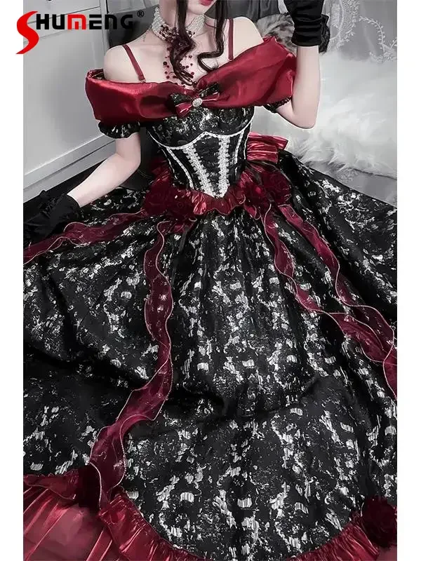 Slim-Fit Elegantes Off-Shoulder-Prinzessin Together Remembrance Day Bar Mizwa-Kleid Halloween Cosplay Lo Langarmkleid weiblich