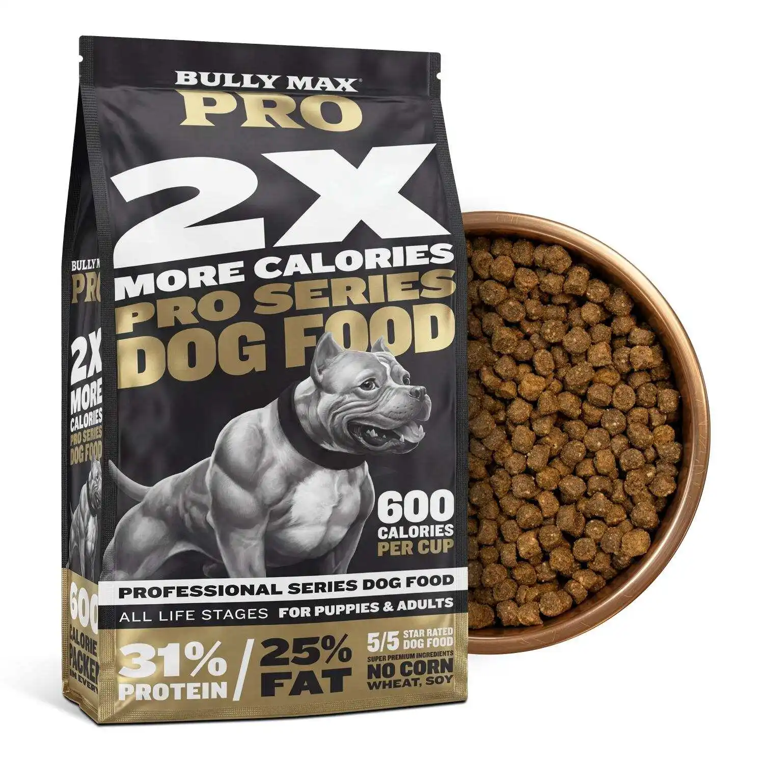Premium High Calorie Dry Dog Food Chicken Kibble for Weight Gain & Muscle Building 4 lbs All Natural Pet Nutrition with Gut Health Probiotics 31/25 High Protein 600 Calories/Cup Daily Food for Active Dogs