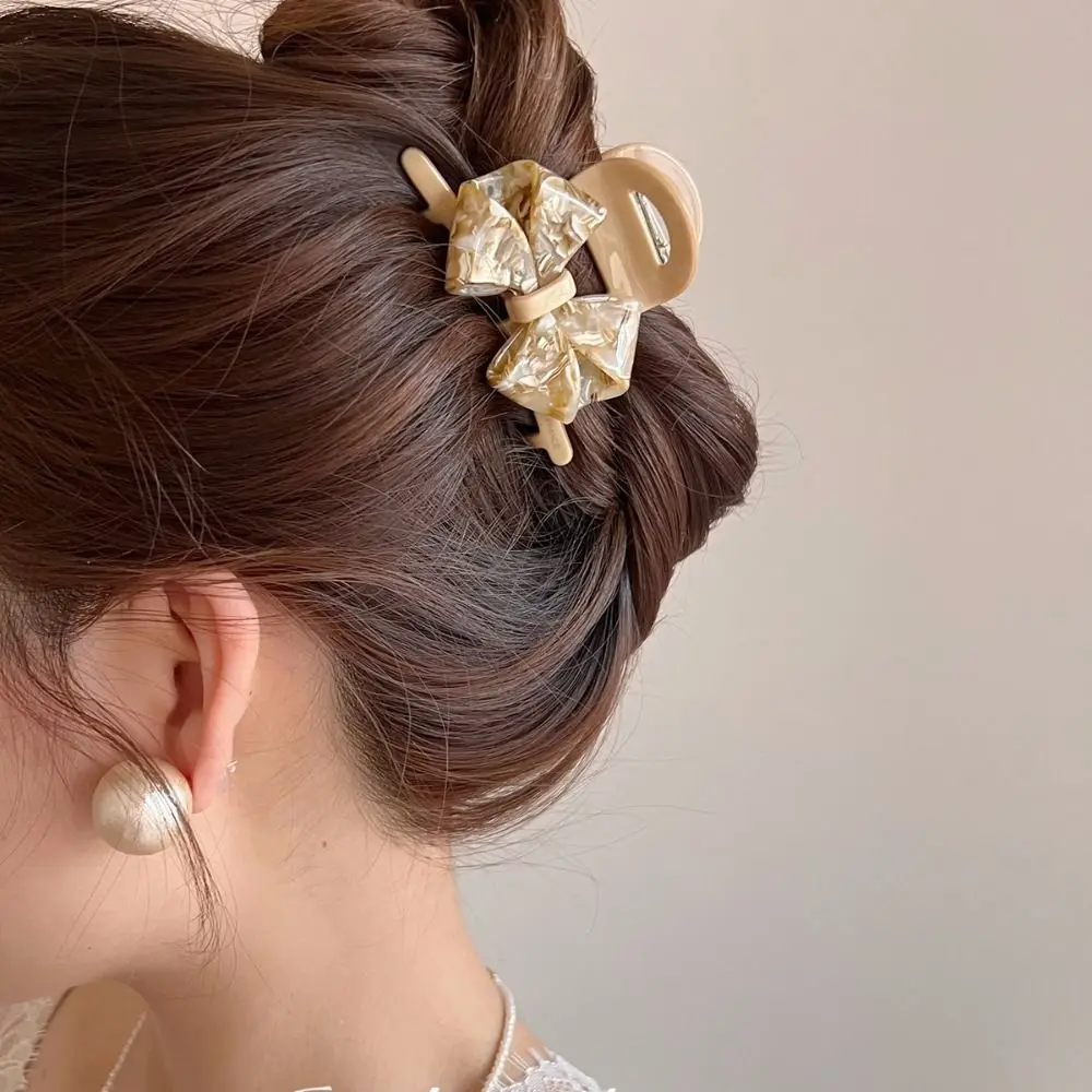

Cute Jelly Retro Bow Acetate Hair Claw Hair Clip Headwear Solid Color Shark Clip Hairpin Geometry Shark Clip Girls