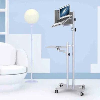 Rotary standing office computer monitor notebook keyboard integrated floor bracket