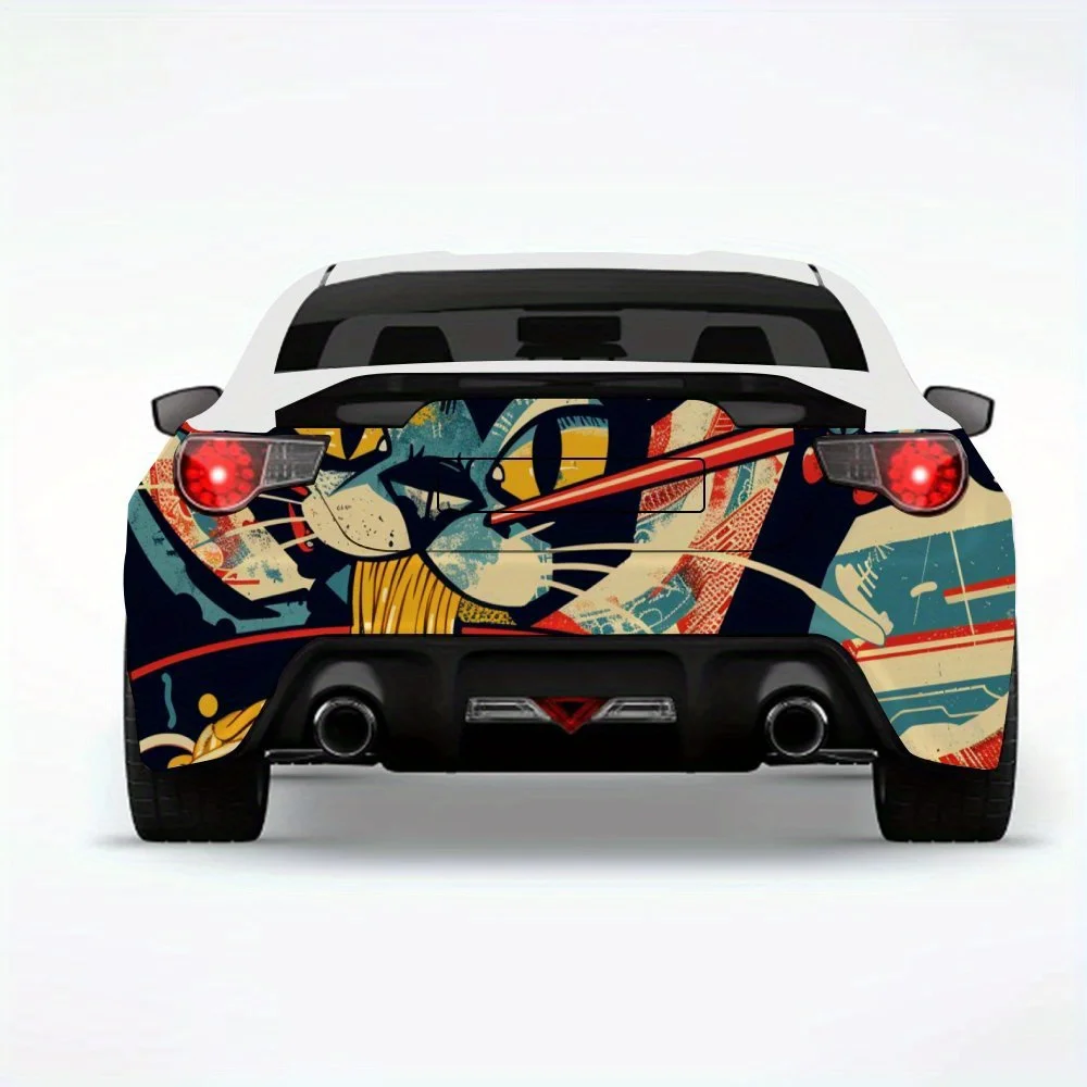 

Наклейка на автомобиль Ramen Cat Fun, виниловая наклейка на заднюю часть автомобиля, водонепроницаемые самоклеящиеся виниловые наклейки для хвоста и бампера автомобиля, Decorat