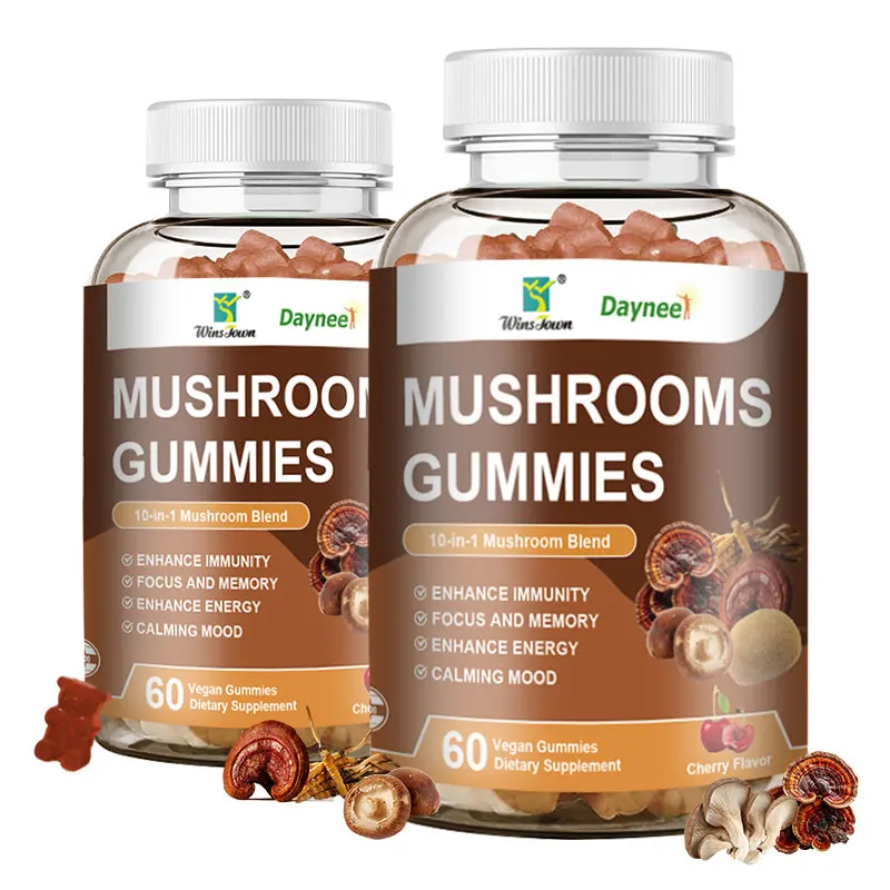 

Mushroom Gummies - 10 in 1 Mushroom Blend - Natural Stress & Mood Support, Enhance Immune, Memory & Focus - 60 Gummies