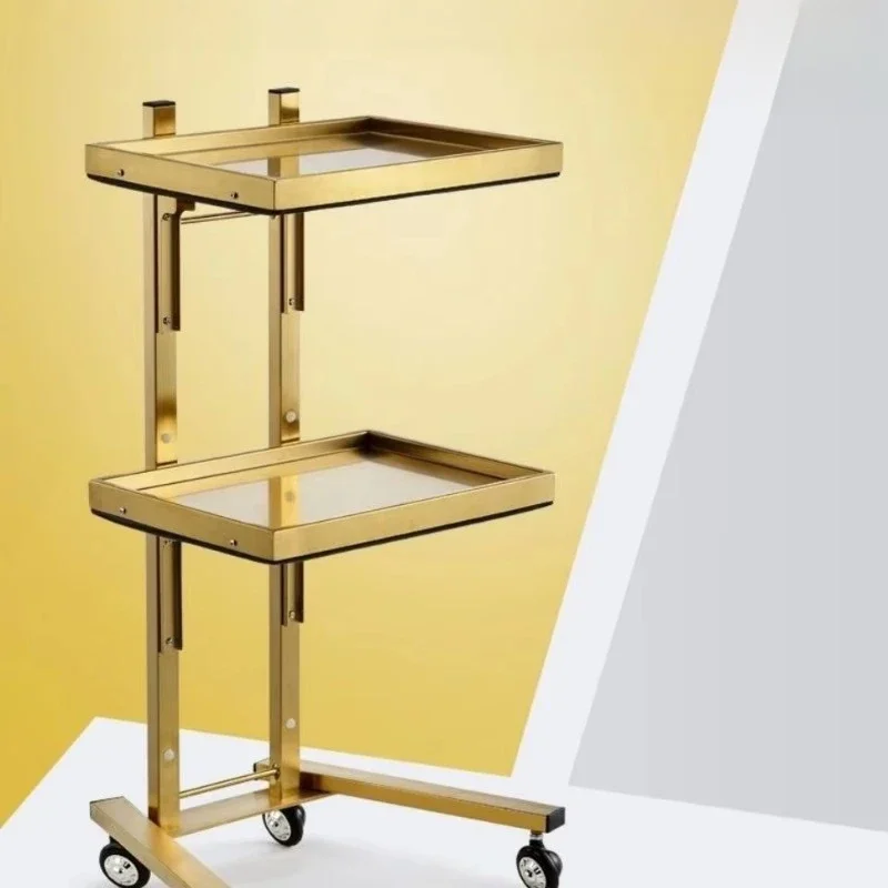 

Stainless Steel Beauty Salon Cart Folding Haircut Tool Cart for Salon Barbershop and Hotel Use Durable Metal Utility Cart