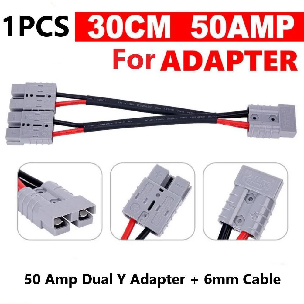 1pc Adapter 50A For Anderson Plug Connector Double Y Adapter 4mm Car Cable 4 Square Wires 30cm For Forklifts Stackers Vehicles
