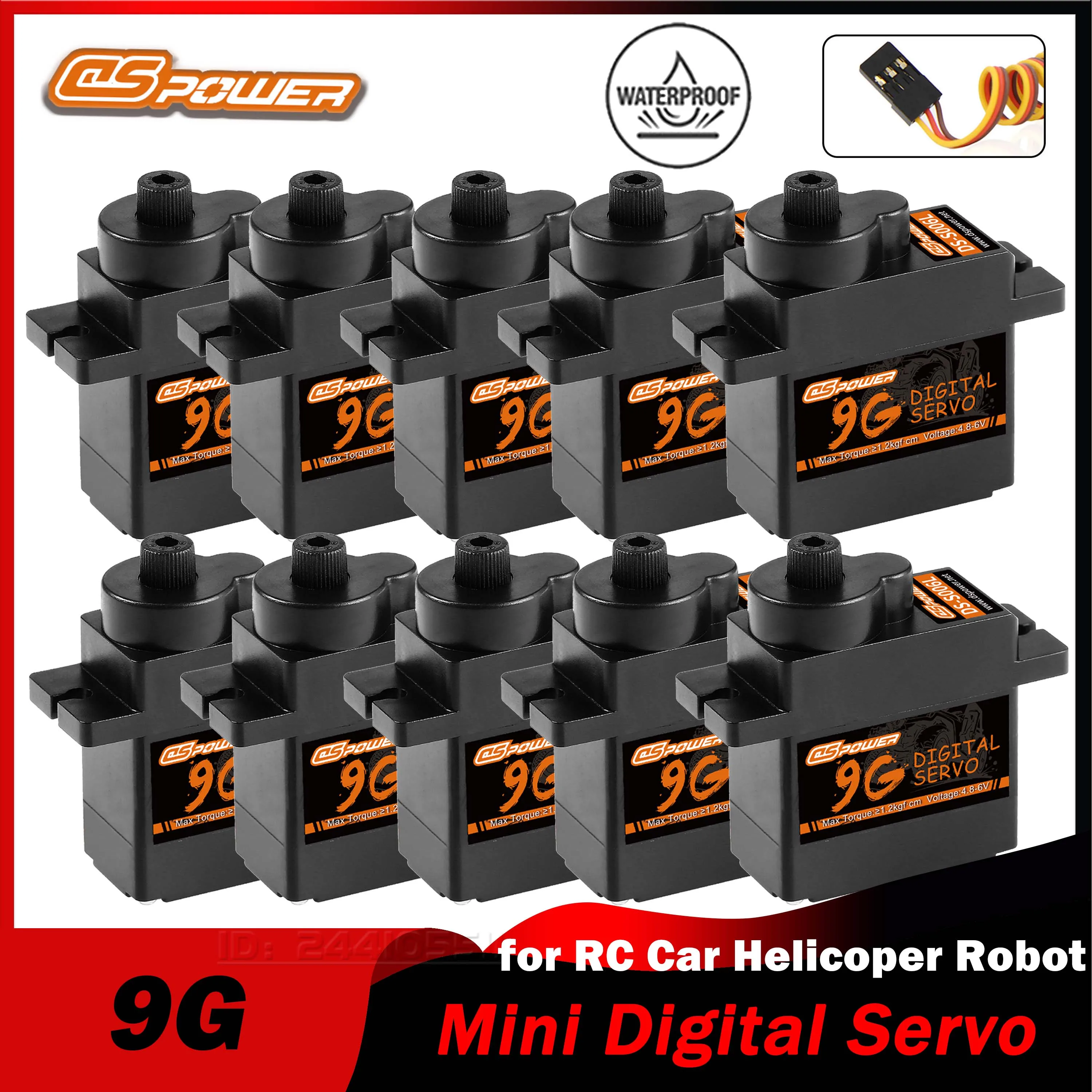 

DSPOWER 9G Waterproof Micro Digital Servo Motor 4.8-6V for RC Car 450 Helicoper SCX24 WLtoys K969 Mini Q Airplane FPV Boat Robot