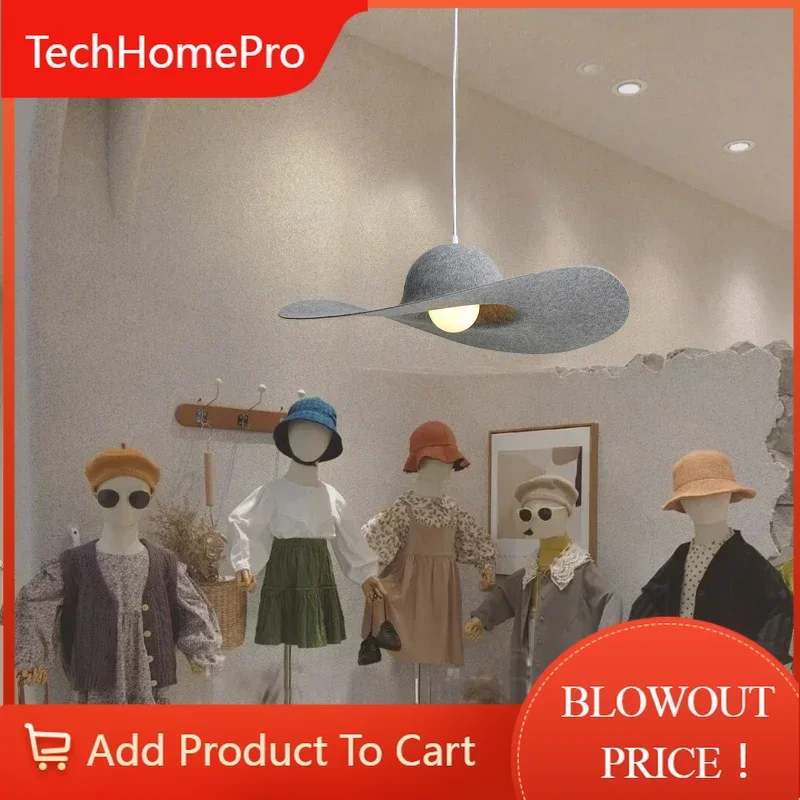 TechHPNordic Minimalist Felt Pendant Lamp Creative Design Hat Light For Dining Bedroom Living Room