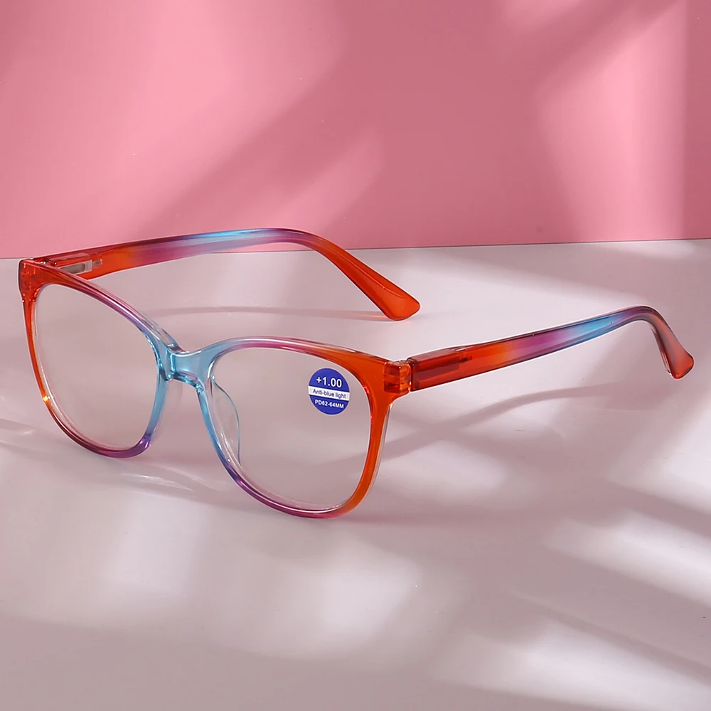 Fashion Multicolor Cateye Reading glasses Large Anti-blue Reader Women Men 0 +100 ~ +400 Eyewear