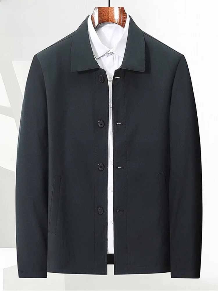 

Busin Casual Men's Button Decorated Stand Fit Jaet Spring 2025 Antifurrow Polyester Fiber Long Sve Outerwear