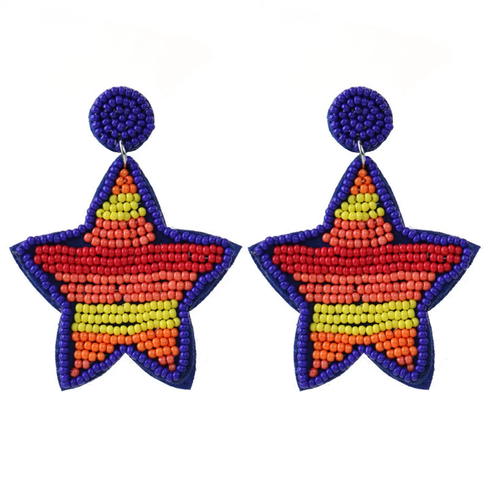 Bohemian Beaded Statement Drop Earrings Star Dangle Earrings Gift for Women Payty Wedding Jewelry