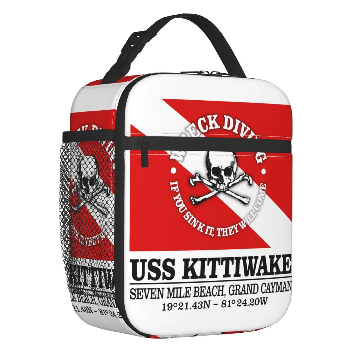 USS Kittiwake Scuba Diving Resuable Lunch Boxes Leakproof Diver Dive Flag Thermal Cooler Food Insulated Lunch Bag Office Work