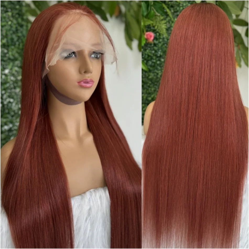 Parrucche diritte marrone rossastro HD 13x4 Parrucca per capelli umani in pizzo Pre pizzicata Parrucche frontali in pizzo colorato da 30 pollici Parrucca brasiliana 100% umana