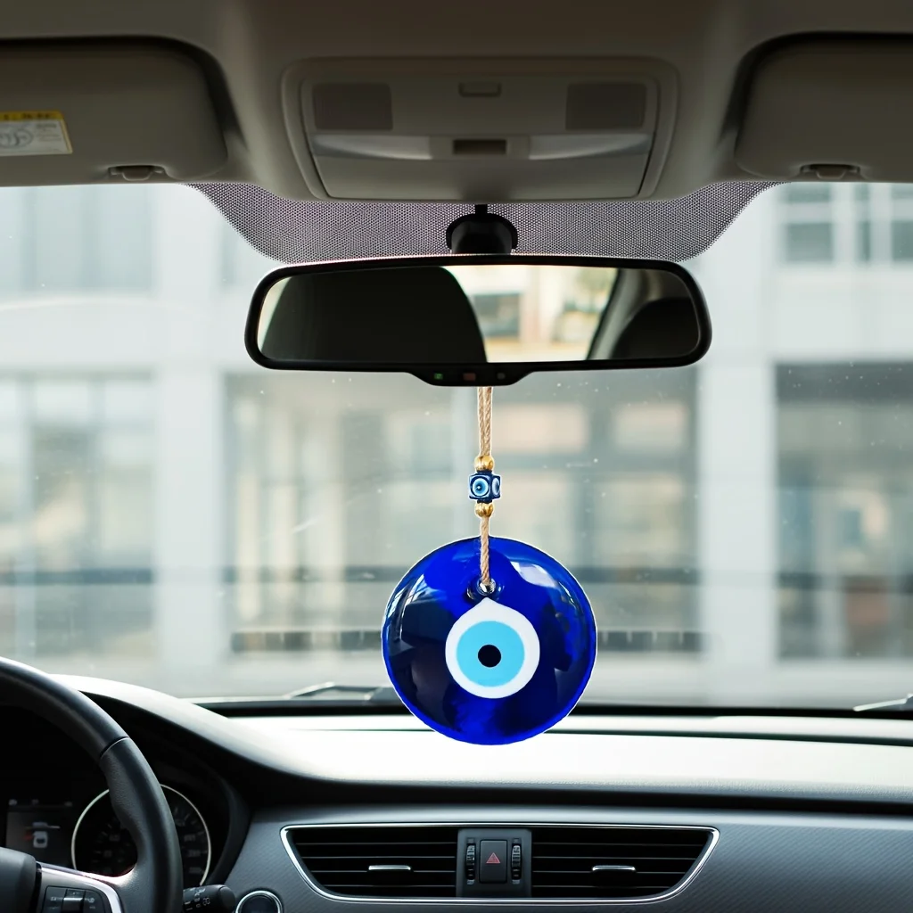 Blue Evil Eye Car Hanging Ornament For Women Men Glass Vintage Round Turkish Eye Hand Bag Car Jewelry Lucky Trinkets