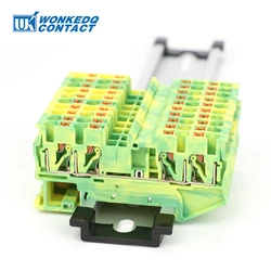 PT2.5-QU-PE Ground Push-In 2-in 2-out Din Rail Terminal Block PT 2.5 QUATTRO 4 Conductor 2.5mm² Wire Connector PT 2.5-QU-PE