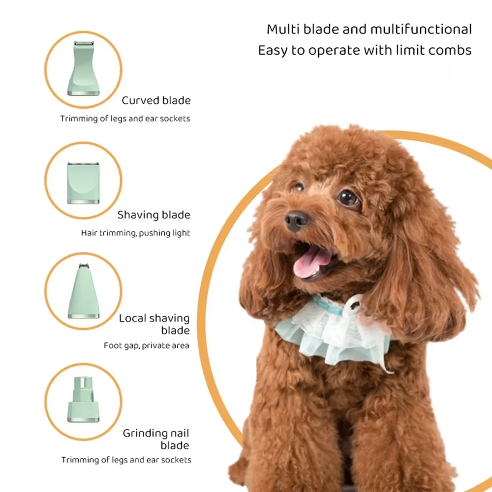 Golarka dla zwierząt Wielofunkcyjna elektryczna maszynka do strzyżenia 4 w 1, zestaw trymerów do sierści dla psów, kotów i innych zwierząt domowych