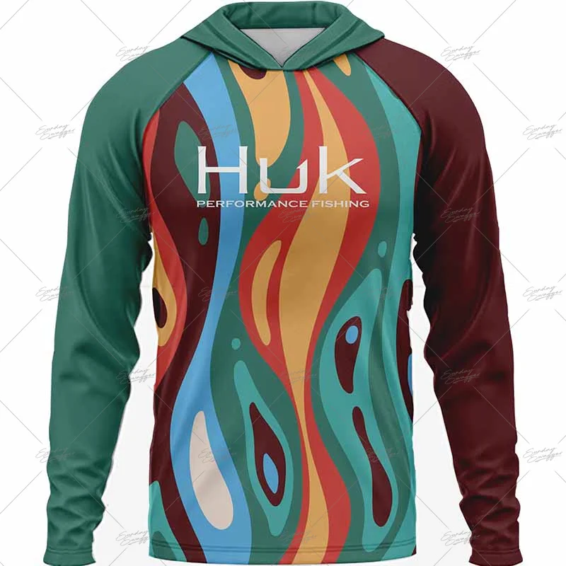 

Summer HUK Fishing Shirts Men Long Sleeve Hooded Fishing Wear Upf 50 Breathabble Fishing T-Shirt Camisetas Pesca Jersey De Pesca