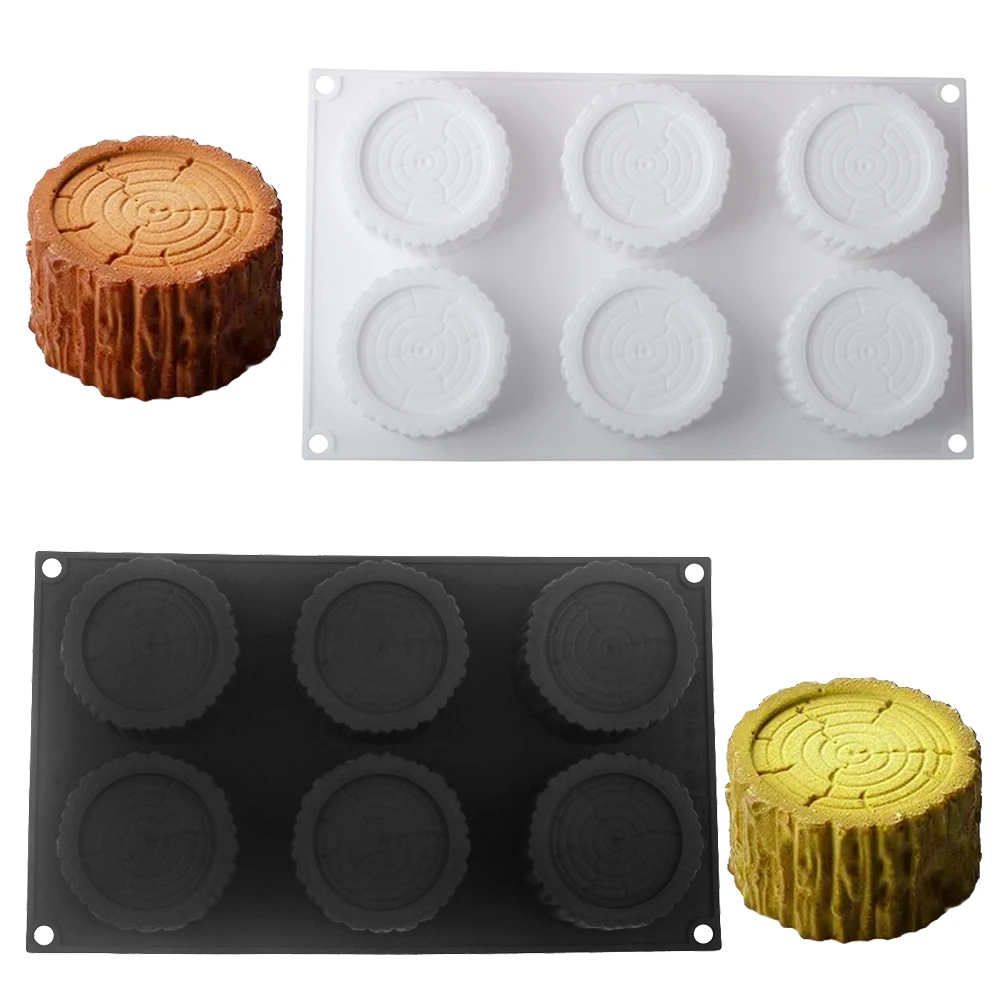 6 Cavity Tree Stump Mousse Silicone Mold Round Chocolate Dessert Tea Party Mold French Style Pastry Baking Mold
