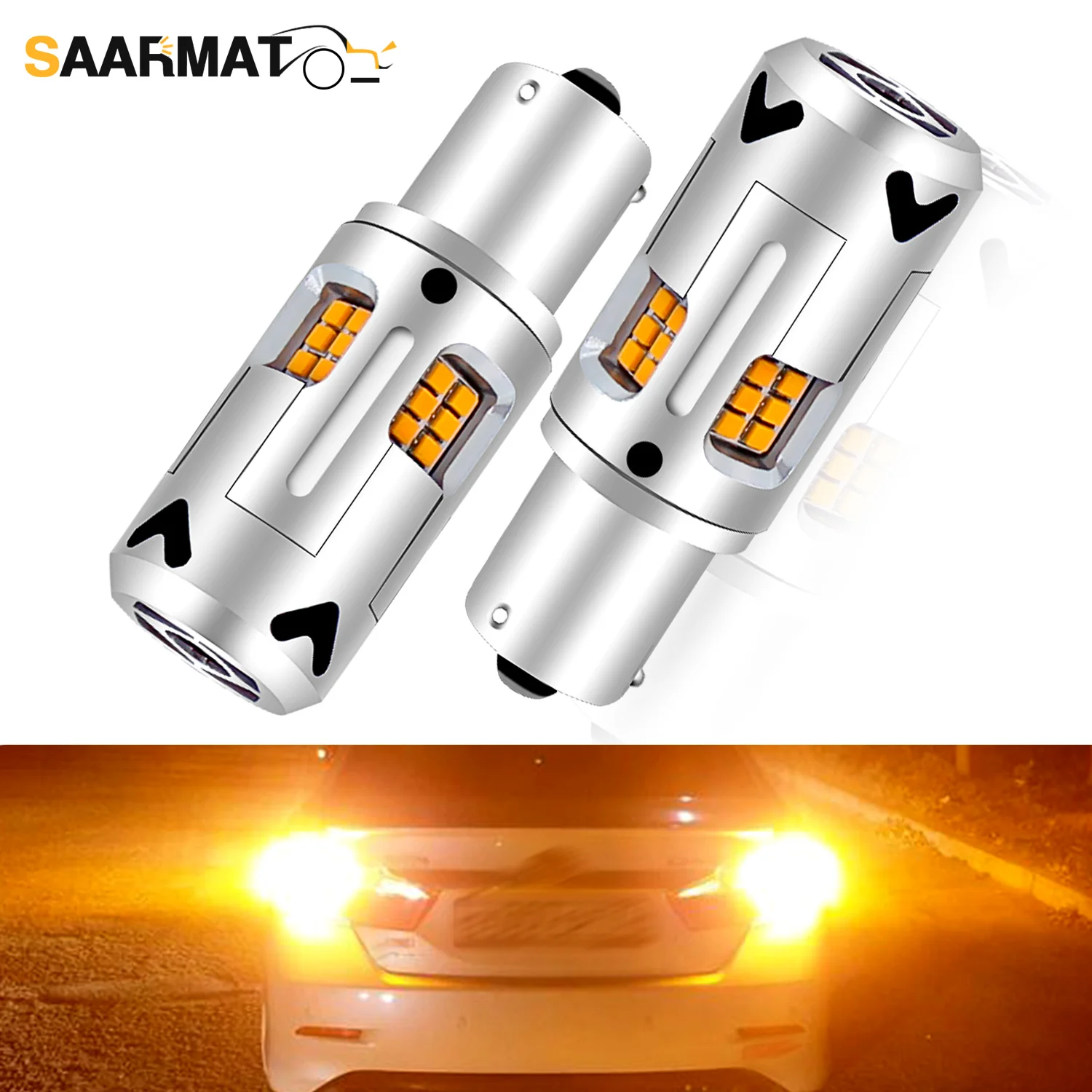 

2 шт. светодиодные лампы 1156 P21W BA15S PY21W BAU15S белый/желтый свет указателя поворота DRL автомобильные аксессуары без гипервспышки без ошибок