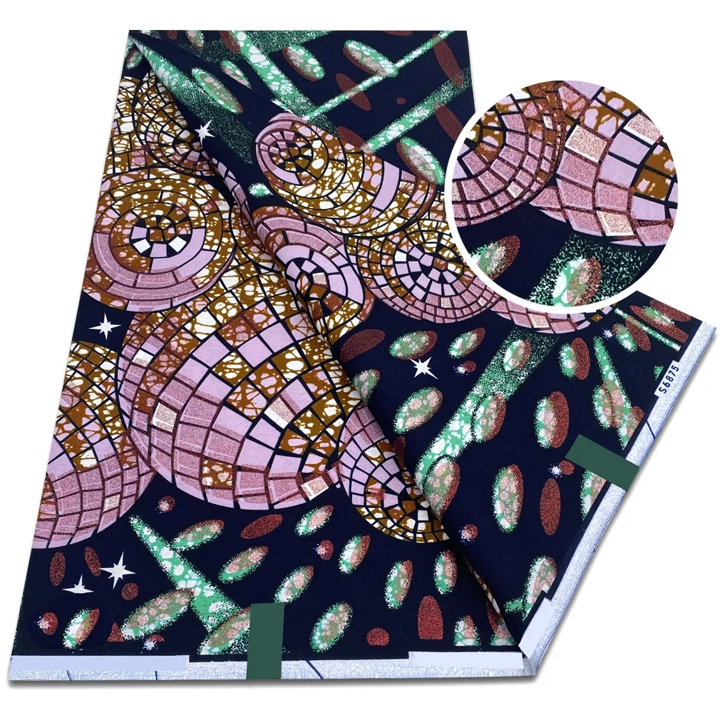 

New Sprinkle African Grand Super Batik Soft Real African Prints Glitter Golden Fabric Flash Gold Print Fabric Ankara Wax Fabric