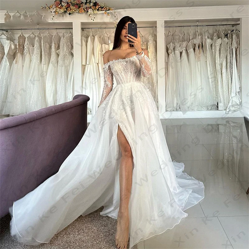 Robes de mariée sirène dos nu sexy avec appliques en dentelle exquise, belle fente haute initiée, patients de nettoyage simples, quelle que soit 2024