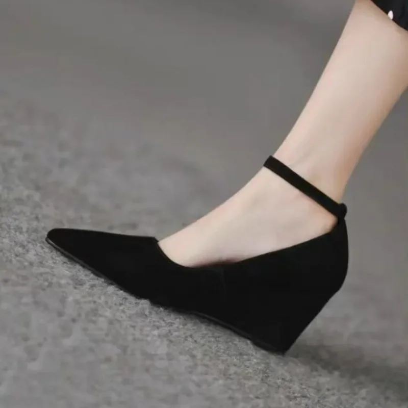 2025 Hot Sale Women's Shoes Buckle Strap Women's High Heels Fashion Plus Size Office and Career Sexy Pointed Toe Heels Women