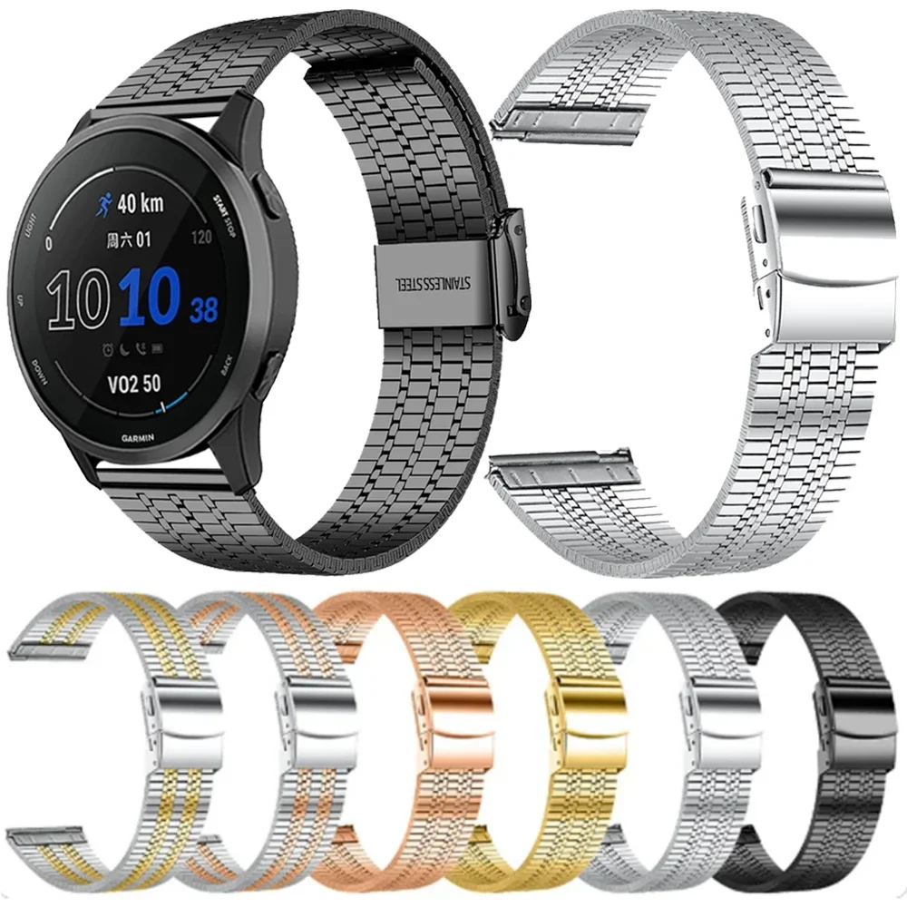 ガーミンフォアランナー用メタルリストストラップ,Huawei gt 2 3 proバンド,20mm, 22mm, 255音楽55, Vivoactive 4 3,venu 2, Milaneseブレスレット