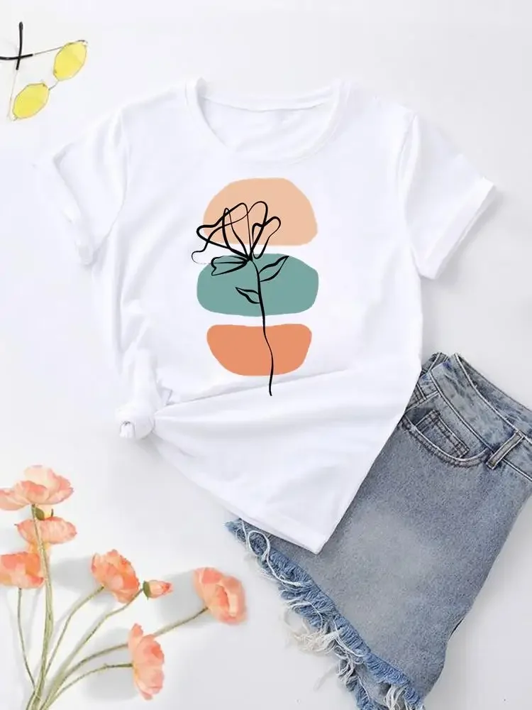 Women Top Fashion O-neck Clothing Print Clothes Graphic T-shirt Bee Sweet Cartoon Trend Short Sleeve Lady Female Shirt Tee