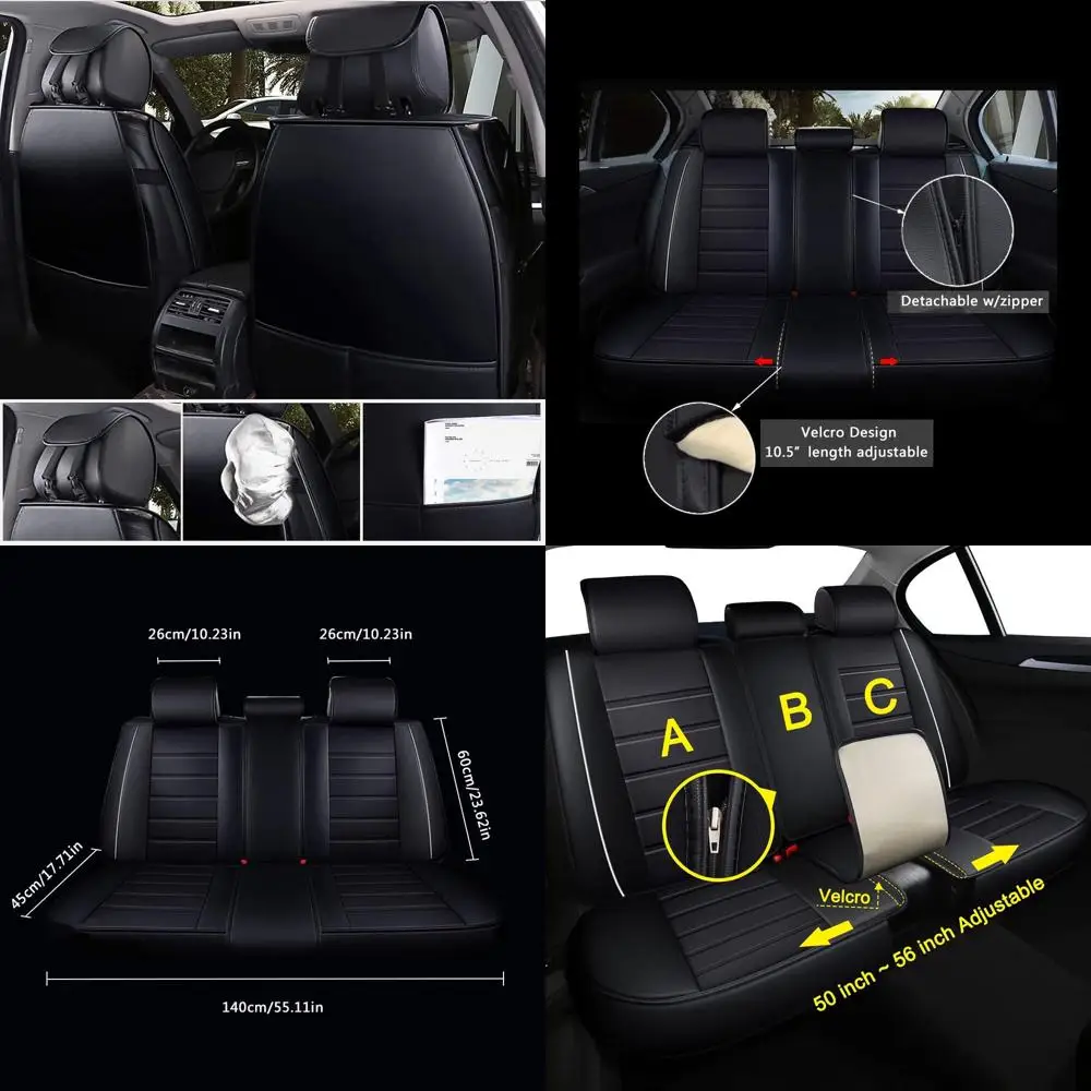 

Universal Waterproof Faux Leather Seat Covers for Cars, 5-Seat Set, Black, Suitable for Sedans, Trucks, SUVs