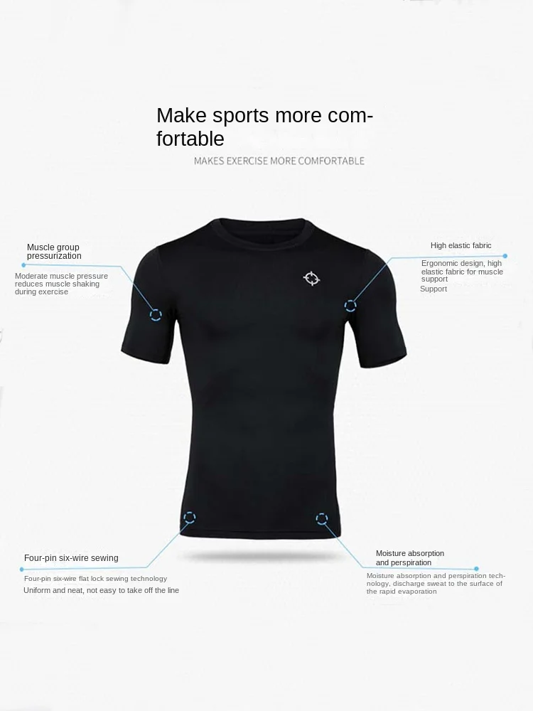 RIGORER Men's Black Compression T-Shirt - Quick Dry Muscle-Fit Gym Workout Top for Running Basketball Bodybuilding