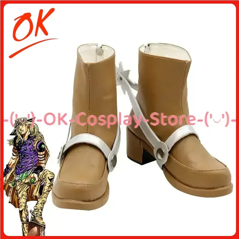 

[Customized] JoJo's Bizarre Adventure Gyro Zeppeli Cosplay Shoes Anime Roleplay Prop Halloween Carnival Party PU Leather Boots
