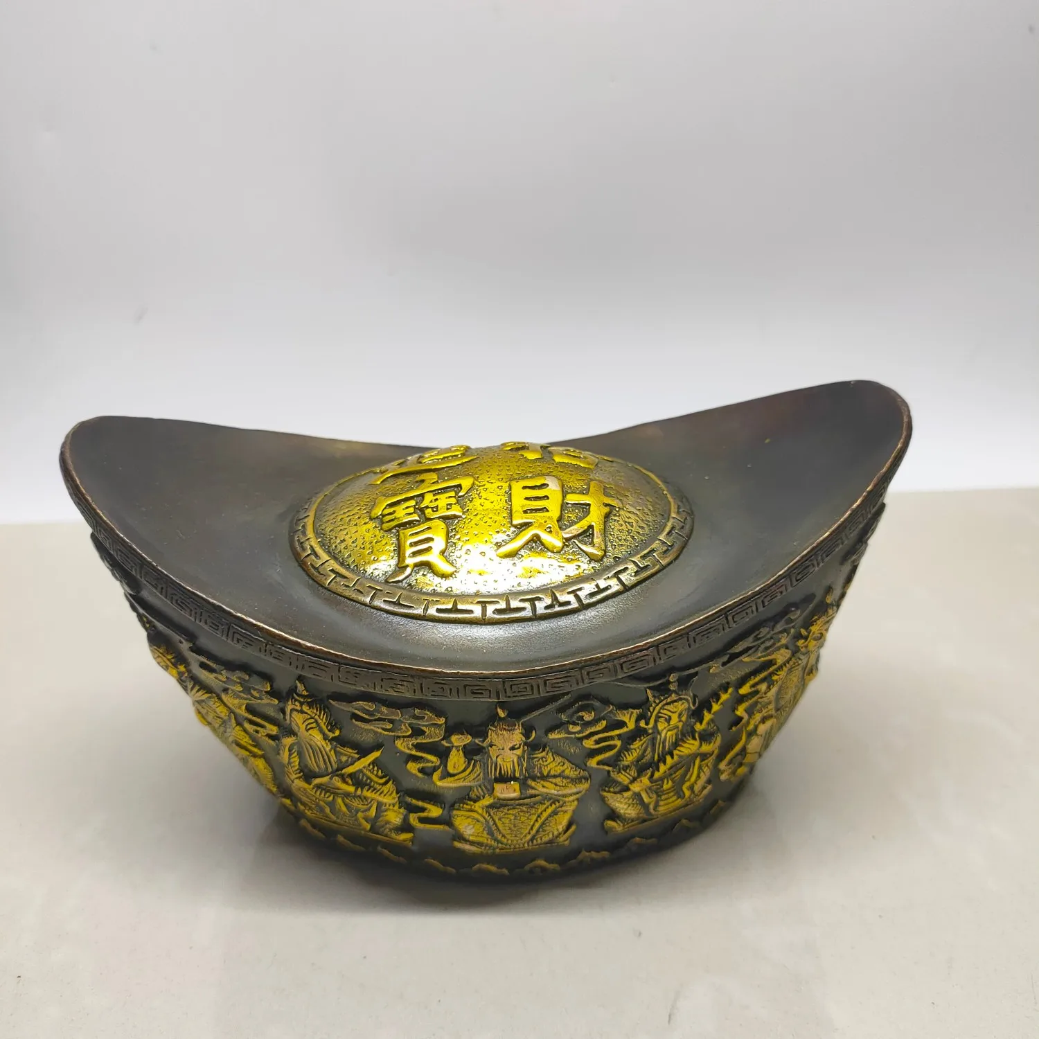 

Five Road Wealth God ingot one piece Material: Brass imitation of purple copper gilded with antique craftsmanship,Free shipping