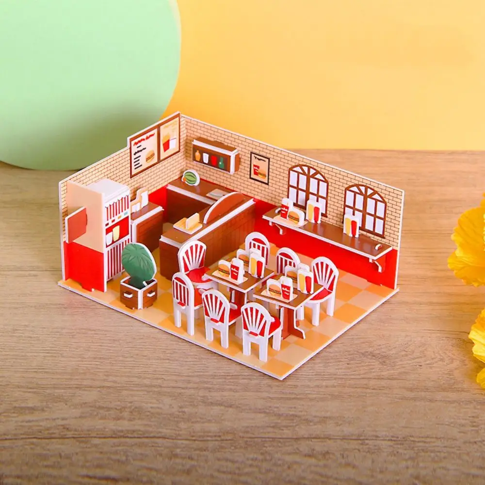 กระดาษแข็ง 3D ห้องปริศนาของเล่น House ของเล่น 3D ห้องกระดาษแข็ง Miniatures ร้านค้าห้องหัตถกรรมของเล่นเด็กของขวัญ