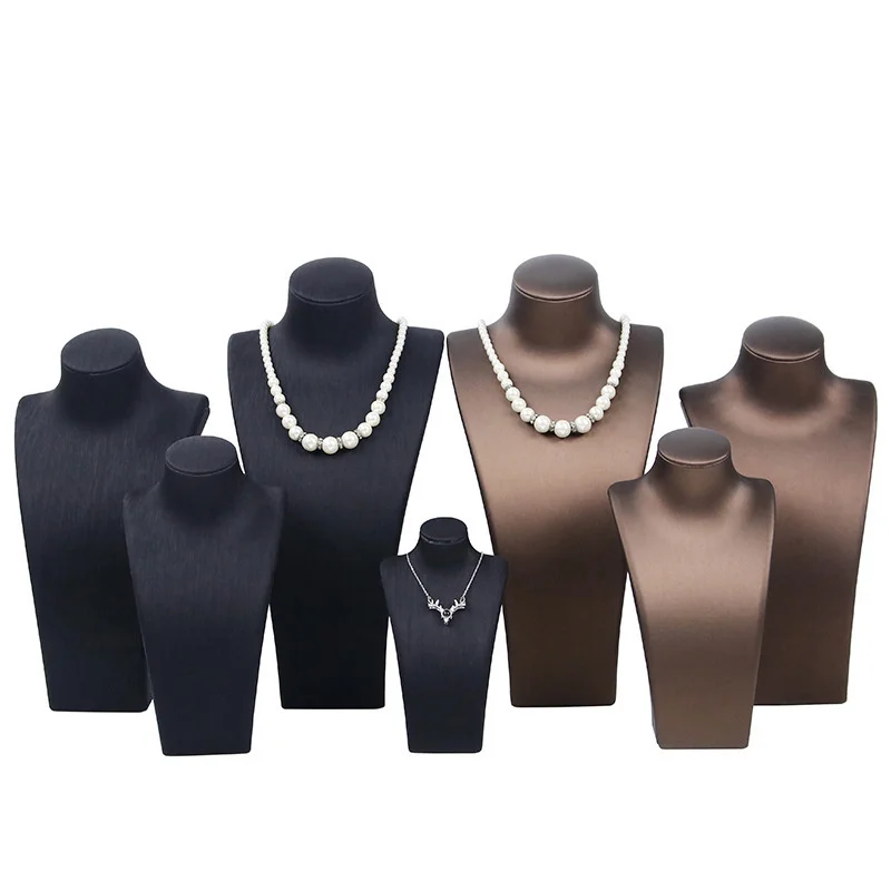 New Design Black White PU Display Bust Choker Holder Model Bust Show Exhibitor Leather Jewelry Stand Organizer