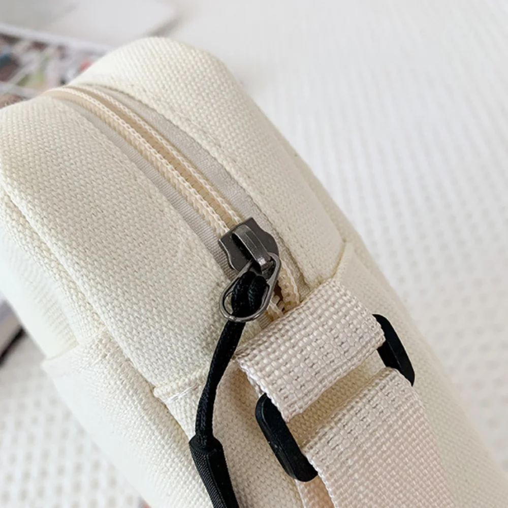 

New Canvas Cute Tote Bag Lovely Print Adjustable Shoulder Strap Messenger Bag Solid Color Women's Bag