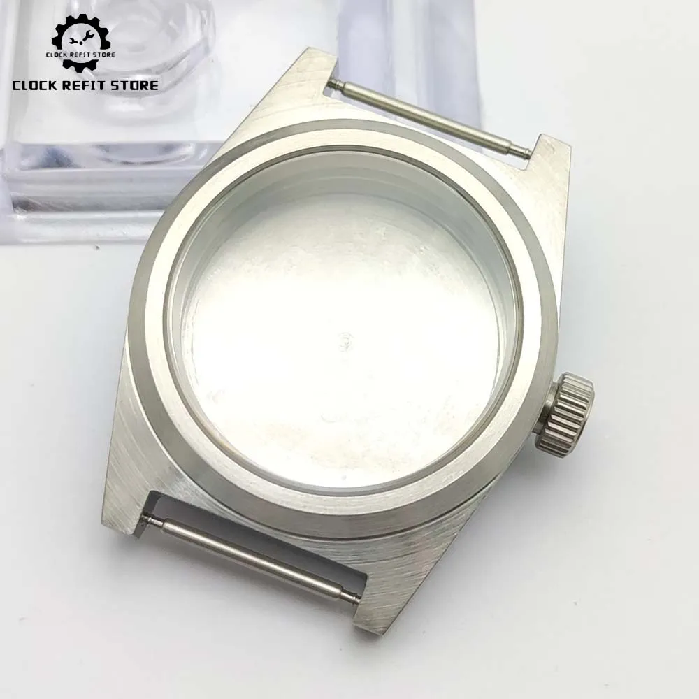 

Men's Vintage Round Case 38mm Silver Color Stainless Steel NH35 Case Waterproof Crown Design Men's Watch Accessories