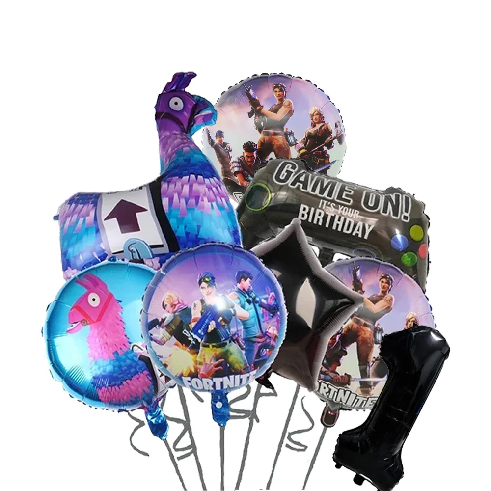 Jongens Favor Game Verjaardag Achtergrond Decoratie Kids Fortnitions Baby Douche Ballonnen Papier Servies Cartoon Alpaca Feestartikelen